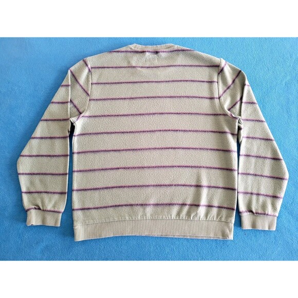 Marine Layer Men's Fleece Crew Sweatshirt Hedge Green Stripe Size L - Picture 9 of 11